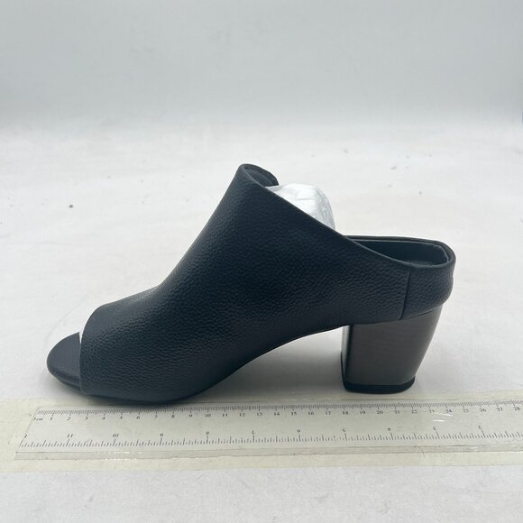 YDN Black Stylish Peep Open Toe Block Low Heel Mules Comfy Slide Sandals - Picture 1 of 7